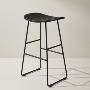 Taburete alto Tangle en madera de teca y acero Black