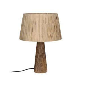Lámpara de mesa Agnès en madera de mango y rafia Natural