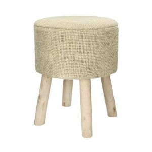 Taburete reposapiés Ashram en madera y algodón Sand